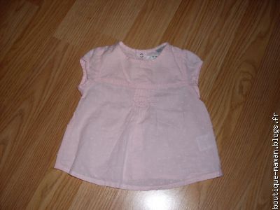 blouse rose pastel"cocoon"3 mois fille 3E
